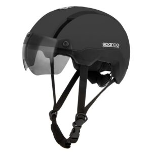 CASCO DE CICLISMO UNISEX NEGRO CON VISERA Y LUZ